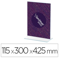 [21103 CS TP] EXPOSITOR SOBREMESA ARCHIVO 2000 CON FORMA T POLIESTIRENO TRANSPARENTE DIN A3 VERTICAL DOBLE CARA 115X300X425 MM