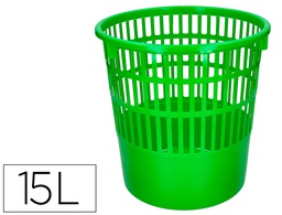 [KF03773] PAPELERA PLASTICO Q-CONNECT 15 LITROS REJILLA COLOR VERDE 285X290 MM