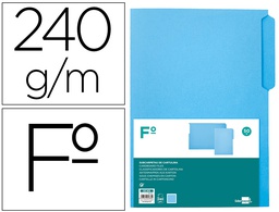 [SC45] SUBCARPETA CARTULINA LIDERPAPEL FOLIO PESTAÑA SUPERIOR 240G/M2 AZUL