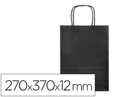[KF03752] BOLSA PAPEL Q-CONNECT CELULOSA NEGRO M CON ASA RETORCIDA 270X370X12 MM