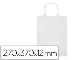 [KF03750] BOLSA PAPEL Q-CONNECT CELULOSA BLANCO M CON ASA RETORCIDA 270X370X12 MM