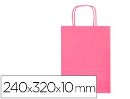 [KF03749] BOLSA PAPEL Q-CONNECT CELULOSA ROSA S CON ASA RETORCIDA 240X320X10 MM