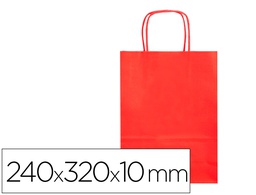 [KF03746] BOLSA PAPEL Q-CONNECT CELULOSA ROJO S CON ASA RETORCIDA 240X320X10 MM