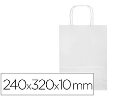 [KF03745] BOLSA PAPEL Q-CONNECT CELULOSA BLANCO S CON ASA RETORCIDA 240X320X10 MM