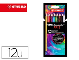 [1612/1-20] LAPICES DE COLORES STABILO AQUACOLOR ARTY LINE ACUARELABLES ESTUCHE DE CARTON DE 12 UNIDADES COLORES