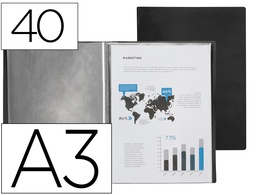 [EC49] CARPETA LIDERPAPEL ESCAPARATE 40 FUNDAS POLIPROPILENO DIN A3 NEGRO OPACO