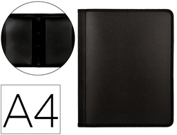 [CH86] CARPETA LIDERPAPEL 4 ANILLAS 25 MM POLIPROPILENO CIERRE CREMALLERA 4 BOLSILLOS INTERIORES CON RIBETE COLOR