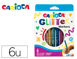 [42190] ROTULADOR CARIOCA GLITTER PURPURINA PUNTA 1 MM CAJA DE 6 UNIDADES COLORES SURTIDOS