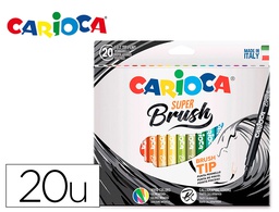 [42968] ROTULADOR CARIOCA PUNTA DE PINCEL LAVABLE CAJA DE 20 UNIDADES COLORES SURTIDOS