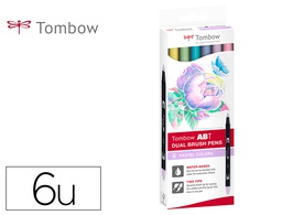[ABT-6C-2] ROTULADOR TOMBOW ACUARELABLE DOBLE PUNTA FINA/PINCEL COLORES PASTEL CAJA DE 6 UNIDADES COLORES SURTIDOS
