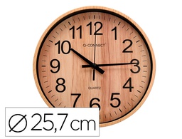 [KF16952] RELOJ Q-CONNECT DE PARED DE PLASTICO REDONDO 25,7 CM MOVIMIENTO SILENCIOSO COLOR MADERA NATURAL