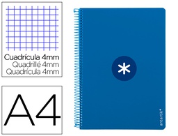 [KB38] CUADERNO ESPIRAL A4 ANTARTIK TAPA DURA 80H 90GR CUADRO 4MM CON MARGEN COLOR AZUL OSCURO