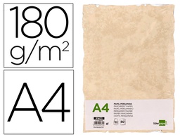 [PW21] PAPEL PERGAMINO LIDERPAPEL DIN A4 CON BORDES 180 GR COLOR CREMA PAQUETE DE 50 HOJAS