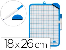 [PZ17] PIZARRA BLANCA LIDERPAPEL 18X26 CM DOBLE CARA LISA Y CUADRICULADA CON ROTULADOR Y BORRADOR