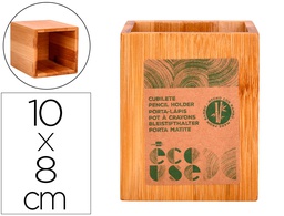 [CB03] CUBILETE PORTALAPICES LIDERPAPEL BAMBU 100% NATURAL ECOUSE CUADRADO 80X80X100 MM
