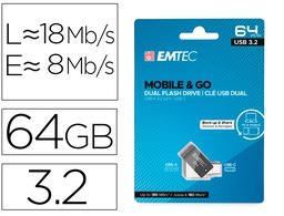 [EMTEC E173607] MEMORIA EMTEC USB 3.2 DUAL MOBILE &amp; GO TYPE-C /USB 64 GB