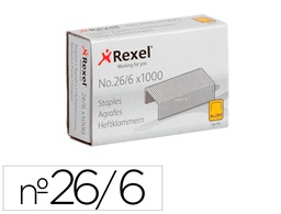 [ACCO6131] GRAPAS REXEL 26/6 MM GALVANIZADA CAJA DE 1000 UNIDADES