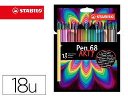 [6818-22-6] ROTULADOR STABILO ACUARELABLE PEN 68 ESTUCHE CARTON DE 18 UNIDADES COLORES SURTIDOS