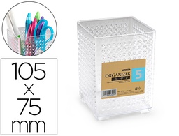 [12757] CUBILETE PORTALAPICES PLASTIFORTE TRANSPARENTE PLASTICO ORGANIZER CUADRADO Nº5 75X75X105 MM