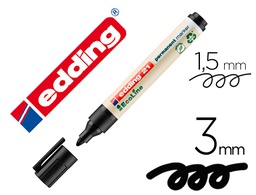 [21-01] ROTULADOR EDDING 21 MARCADOR PERMANENTE ECOLINE 90% RECICLADO COLOR NEGRO PUNTA REDONDA 1,5-3 MM RECARGABLE