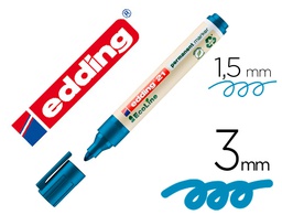 [21-03] ROTULADOR EDDING 21 MARCADOR PERMANENTE ECOLINE 90% RECICLADO COLOR AZUL PUNTA REDONDA 1,5-3 MM RECARGABLE