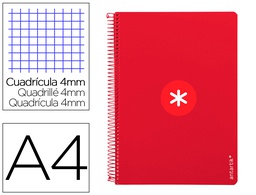 [KB40] CUADERNO ESPIRAL A4 ANTARTIK TAPA DURA 80H 90GR CUADRO 4MM CON MARGEN COLOR FRAMBUESA
