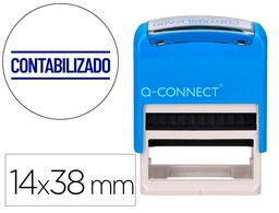 [KF03673] SELLO ENTINTADO AUTOMATICO Q-CONNECT CONTABILIZADO ALMOHADILLA 14X38 MM COLOR AZUL