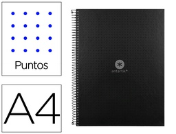 [KB51] CUADERNO ESPIRAL A4 MICRO ANTARTIK DOTS TAPA FORRADA 80H 90 GR RAYADO PUNTOS 1 BANDA 4 TALADROS NEGRO