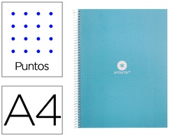 [KB50] CUADERNO ESPIRAL A4 MICRO ANTARTIK DOTS TAPA FORRADA 80H 90 GR RAYADO PUNTOS 1 BANDA 4 TALADROS CELESTE