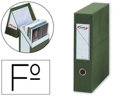 [245604] ARCHIVADOR CON TAPA PARDO CARTON FORRADO OLLAO LOMO DIN A4 80 MM COLOR VERDE 335X250X80 MM
