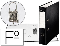 [42304] ARCHIVADOR DE PALANCA ESSELTE CARTON FORRADO PVC FOLIO LOMO DE 75 MM CON RADO NEGRO