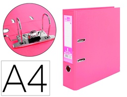 [AZ75] ARCHIVADOR DE PALANCA LIDERPAPEL A4 DOCUMENTA FORRADO PVC CON RADO LOMO 75 MM ROSA COMPRESOR METALICO