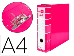 [AZ89] ARCHIVADOR DE PALANCA LIDERPAP EL A4 FILING SYSTEM FORRADO SIN RADO LOMO 80MM ROSA CON CAJA Y COMPRESOR METALICO
