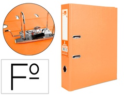 [AZ52] ARCHIVADOR DE PALANCA LIDERPAPEL FOLIO DOCUMENTA FORRADO PVC CON RADO LOMO 75MM NARANJA CON COMPRESOR
