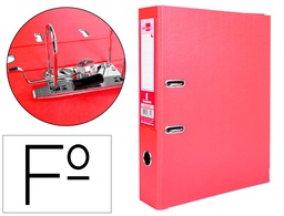 [AZ33] ARCHIVADOR DE PALANCA LIDERPAPEL FOLIO DOCUMENTA FORRADO PVC CON RADO LOMO 75MM ROJO COMPRESOR METALICO