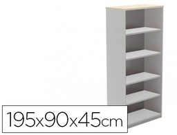 [1101AN01V24] ARMARIO ROCADA CON CINCO ESTANTES SERIE STORE 195X90X45 CM ACABADO AN01 GRIS/HAYA