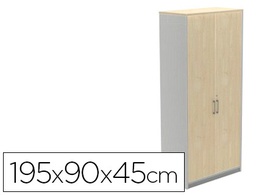 [1104AN04V24] ARMARIO ROCADA CON CUATRO ESTANTES Y DOS PUERTAS SERIE STORE 195X90X45 CM ACABADO AN04 GRIS/BLANCO