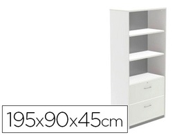 [1102AW04V24] ARMARIO ROCADA CON TRES ESTANTES Y DOS CAJONES INFERIORES SERIE STORE 195X90X45 CM ACABADO AW04