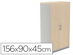 [1058AN01V24] ARMARIO ROCADA CON TRES ESTANTES Y DOS PUERTAS ENTERAS SERIE STORE 156X90X45 CM ACABADO AN01 GRIS/HAYA