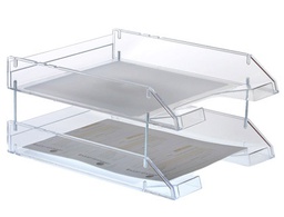 [715 CS TP] BANDEJA SOBREMESA ARCHIVO 2000 PLASTICO TRANSPARENTE CRISTAL SIN VARILLAS 340X260X60 MM