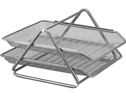 [KF00844] BANDEJA SOBREMESA METALICA Q-CONNECT REJILLA GXA100 PLATA 2 BANDEJAS MOVIBLES 300X185X350 MM