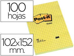 [FT510010638] BLOC DE NOTAS ADHESIVAS QUITA Y PON POST-IT 102X152 MM CUADRICULADO 662