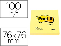 [7100290160] BLOC DE NOTAS ADHESIVAS QUITA Y PON POST-IT 76X76 MM CON 100HOJAS