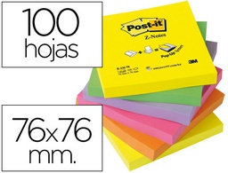 [FT510089939 (R330-NR)] BLOC DE NOTAS ADHESIVAS QUITA Y PON POST-IT 76X76 MM Z-NOTESULTRA INTENSO PACK DE 6 BLOCS SURTIDO