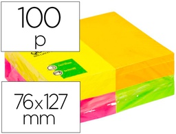 [KF01350] BLOC DE NOTAS ADHESIVAS QUITA Y PON Q-CONNECT 127X76 MM FSC 100 HOJAS FLUORESCENTES PACK DE 12 -SURTIDAS EN 4 COLORES