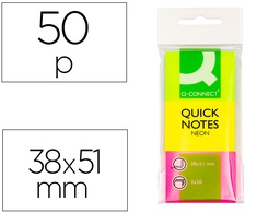 [KF01224] BLOC DE NOTAS ADHESIVAS QUITA Y PON Q-CONNECT 38X51 MM NEON PACK DE 3 UNIDADES CON 50 HOJAS POR COLOR