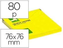 [KF10514] BLOC DE NOTAS ADHESIVAS QUITA Y PON Q-CONNECT 76X76 MM AMARILLO NEON 80 HOJAS