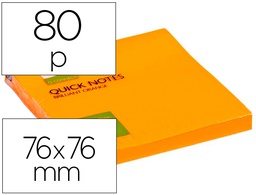[KF10517] BLOC DE NOTAS ADHESIVAS QUITA Y PON Q-CONNECT 76X76 MM NARANJA NEON 80 HOJAS
