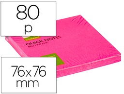 [KF10516] BLOC DE NOTAS ADHESIVAS QUITA Y PON Q-CONNECT 76X76 MM ROSA NEON 80 HOJAS