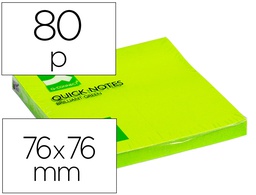 [KF10515] BLOC DE NOTAS ADHESIVAS QUITA Y PON Q-CONNECT 76X76 MM VERDE NEON 80 HOJAS